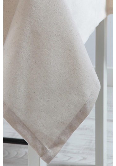 Naturel Masa Örtüsü Düz Pamuk Keten Otantik Krem