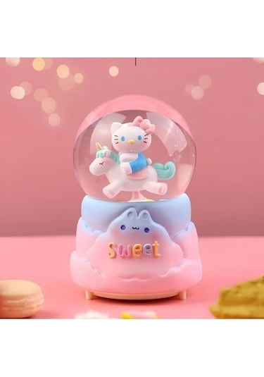 Hello Kitty İçi Dönmeli Püskürtmeli Işıklı Müzikli Kar Küresi Büyük Boy Model 2
