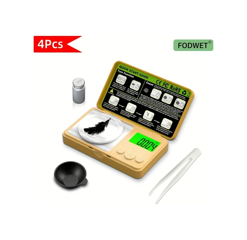 Willowhaven Fodwet 50g 0.001g Hassas Terazi 7 Birim Tartım Tepsi Tırnakçı Altın Sarı Taşınabilir Altın