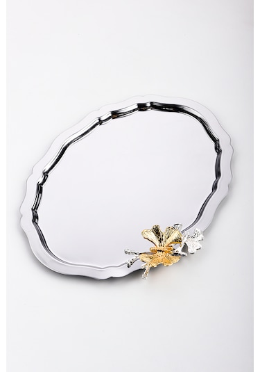 6 Adet Oval Kelebek Aksesuarlı Kahve-çay Servis Ve Sunum Tepsisi