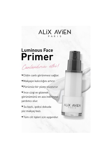 Alix Avien Gözenek Karşıtı Parlak Cilt Görünümlü Su Bazlı Makyaj Bazı 30 ML