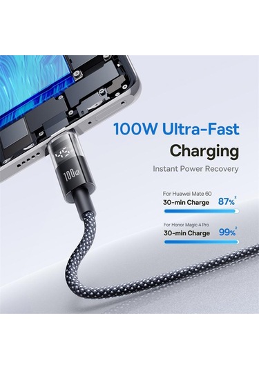 Baseus Display 00100w Usb-a - Type-c Hızlı Şarj Kablosu, Uzunluk:2m 001