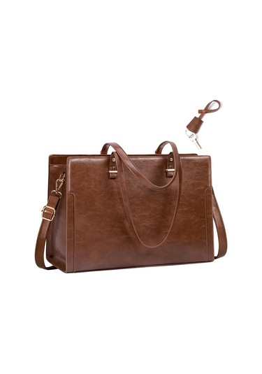 Xuweiwei Nubıly Kadın 15.6 Inç Vintage Siyah Faux Leather Profesyonel Laptop Çantası İş Ofis Sırt Çantası Açık Mavi