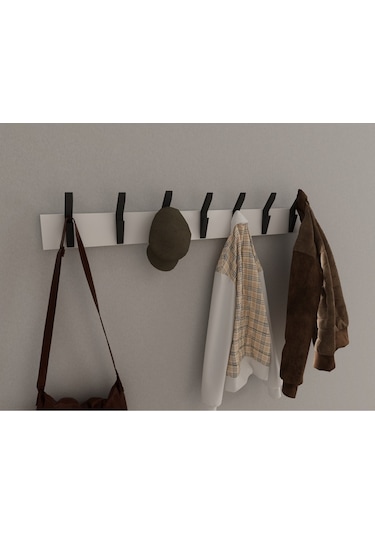 Hepsi3boyutlu Modern Duvar & Kapı Kanca Askılık - 7 Adet Siyah Kanca Askılık - Model No : 3 Siyah