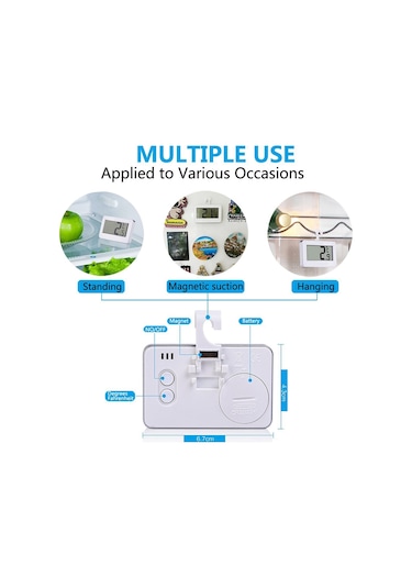 Mini Buzdolabı Termometresi Kancalı Dijital Lcd Ekran Dondurucu Sıcaklık Ölçer