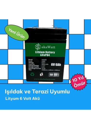 Akaenergy 6 Volt 6 Amper Lityum Terazi Aküsü
