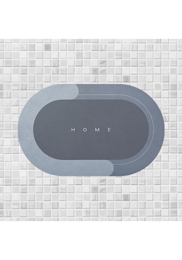 Suntek Kapı Paspası Giriş Çabuk Kuruyan Halı Zemin Mavi 40x60cm Oval