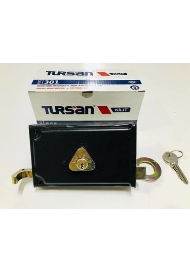 Tursan Trajlı Tirajlı Kilit Kare 14 Cm Silindirli Trajlı Tirajlı Kilit - Demir Kapı Kilidi - 301