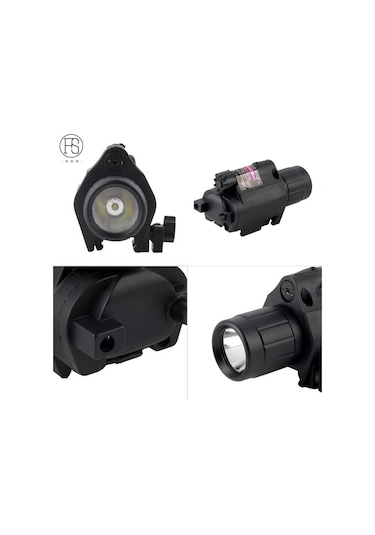 led Taktik El Feneri M6: Lazer Ve 20mm Ray Entegrasyonu İle Çok Fonksiyonlu Güçlü Işık  Siyah