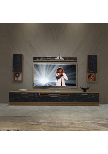 Decoraktiv Trendstyle 270da Mdf Tv Ünitesi Tv Sehpası Pera - Siyah Mermer