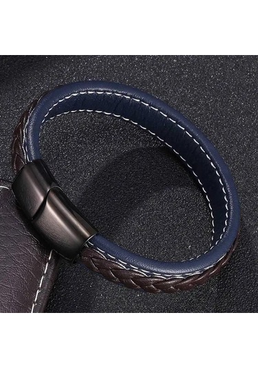 Yeni Punk Deri Örgü Bileklik Erkekler İçin Charm Bileklikler Erkek El Takısı Deri Bileklik Homme Gümüş