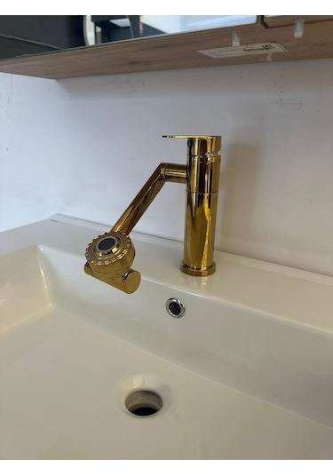 Boheme Fleko Akrobat Hareketli Çok Fonksiyonlu Lavabo Bataryası Gold