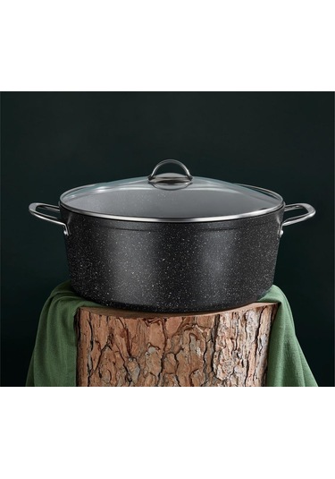 Oms Gastro Granit Derin Tencere 26cm 3113 Siyah