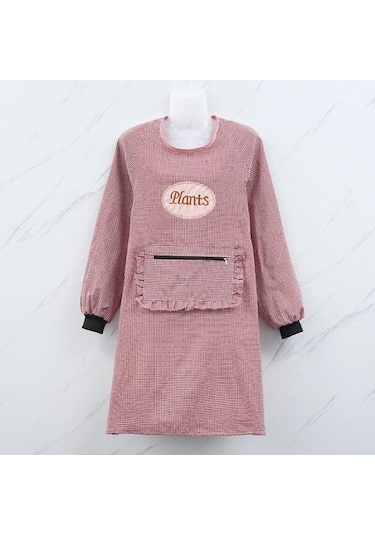 Mavi Temizleyici Ürünler Kadın Uzun Kollu Yağ Geçirmez Pamuk Ev Mutfak Pişirme Temiz Önlük Cep Önlük