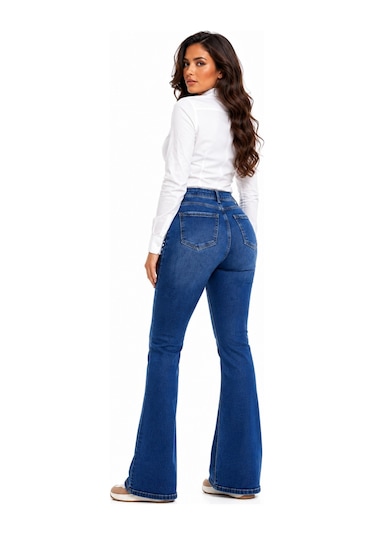 Dekploy Kadın İspanyol Paça Fit Jean Pantolon Bgl-st05451 K.mavi