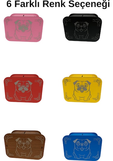 Köpek Kumbara - Ağaç İşleme -ceviz Ağacı-mavi