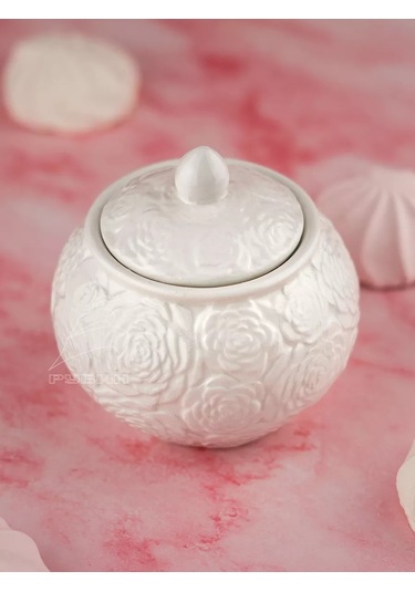 Get&joy Seramik Şekerlik Güller 300 Ml 211692842 Beyaz