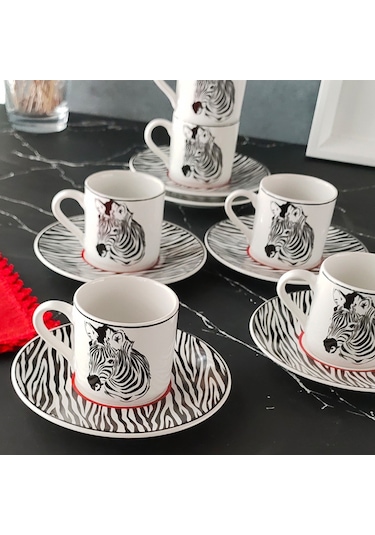 Regna Home Harmony Zebra 6 Kişilik Kahve Fincan Takımı (HBF-12-KF