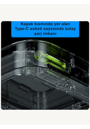 Greentech Sensörlü Şarjlı 22 Litre Çöp Kovası Şarj Edilebilir Lityum Pilli / Gt-sc05k Krem