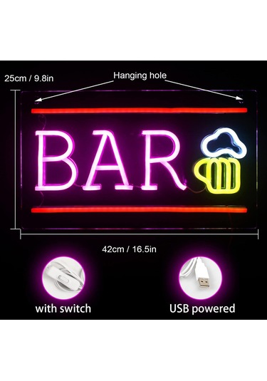 Homyl Ev Bar Için Neon Tabelalar Led Usb Dekoratif Işık Dekoru Beyaz Çok Renkli