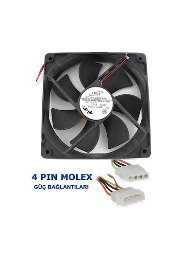 12 cm. Molex Kasa Fanı 120x120x25mm. Soğutucu Fan Sessiz - Siyah