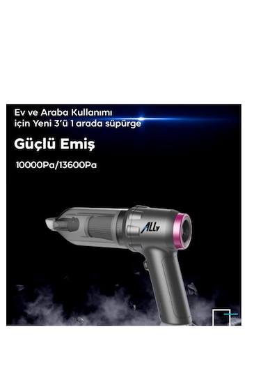 Ally ﻿Mefa Ös 13600Pa Güçlü 2 Kademeli Vakumlu Kablosuz Üflemeli Mini Araç Süpürgesi