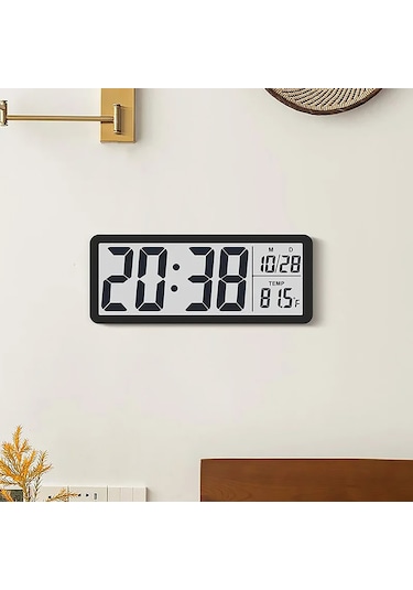 Hymark Lcd Ekran 20x8cm Dijital Duvar Saati Usb Pilli Zaman Sıcak Siyah