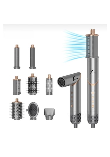 Veryfit 8 In 1 Hava Üflemeli Saç Düzleştirici Şekillendirici Comp Gri