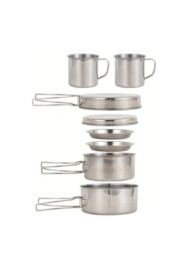 Tcherchi Açık Hava Saksıları Yürüyüş ve Kamp Malzemeleri, Portatif Kombinasyon Seti 8 Parça Gri