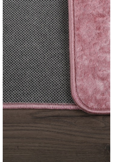 Nova Pudra Büyük Ebat 80x150 + 50x80 Cm 2'li Banyo Halısı Paspas Pembe