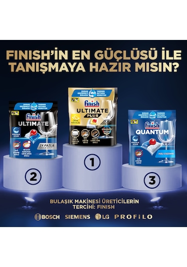 Finish Ultimate Plus Hepsi Bir Arada Limon Bulaşık Makinesi Deterjanı Tableti 60 Kapsül