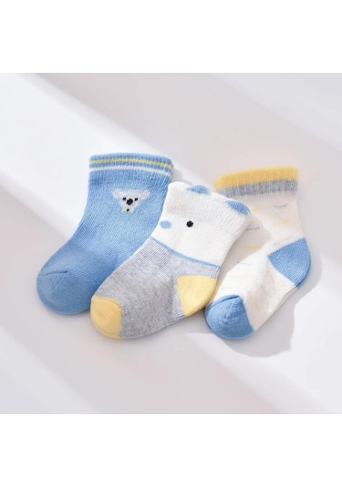 Biorganic Papyonlu Koala 3'lü Bebek Çorabı 68447 Mavi