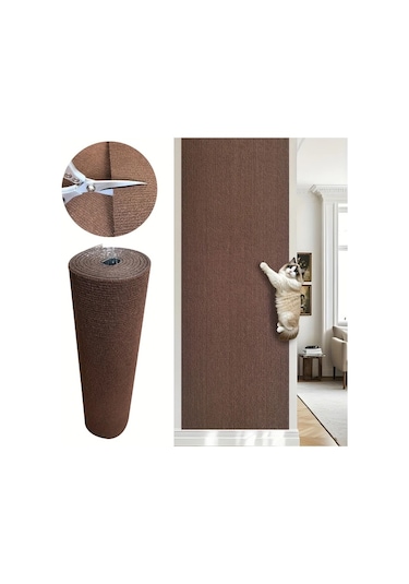 Honeybeeshop Yapışkanlı Kedi Tırmalama Matı Dayanıklı Polyester A Brown 15.75 X 118.11 İnch Ev Dekoru Dıy Kedi Oyuncak