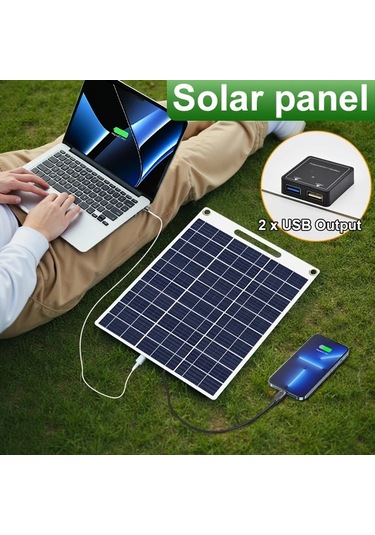 Xuweiwei Büyük Solar Panel - Usb Portlu Taşınabilir Şarj Cihazı Kamp Akıllı Telefon Tablet Fan