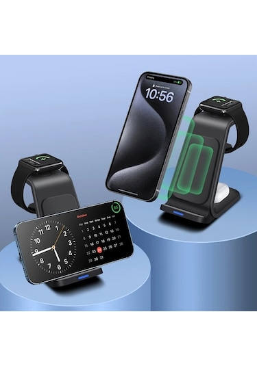 Motion003 Beyaz 1 Adet Fdgao 3u 1 Arada Kablosuz Sarj Istasyonu İphone Uyumlu 16 15 14 Pro Max İwatch Airpods 15w Hizli Sarj Usb C
