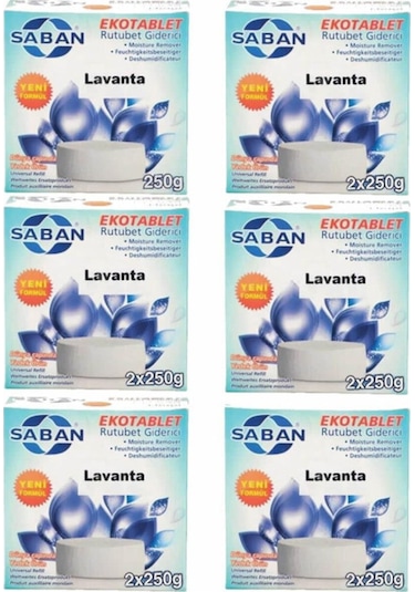 Nem Alıcı Rutubet Giderici Yedek Tablet 6'Lı 2 X 250 Gram Lavanta