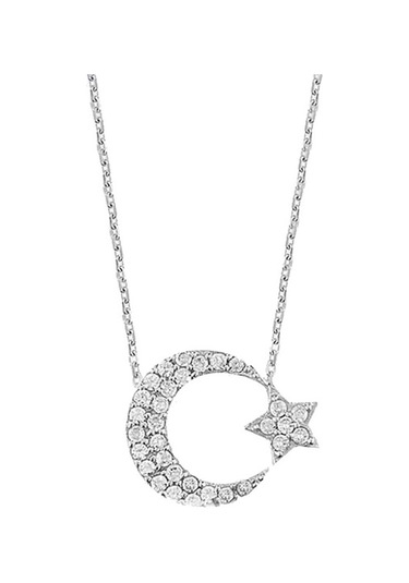 Chavin Komple Taşlı Ayyıldız Gümüş Kadın Kolye Dd99