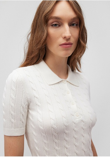 Mavi - Polo Yaka Beyaz Triko 1710328-70057