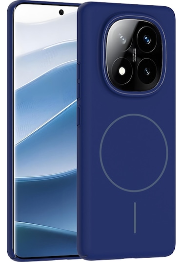 Redmi Note 14 Pro Plus Uyumlu Kılıf Magsafe Şarj Özellikli Zore Ruby Silikon Kapak - Lacivert Lacivert