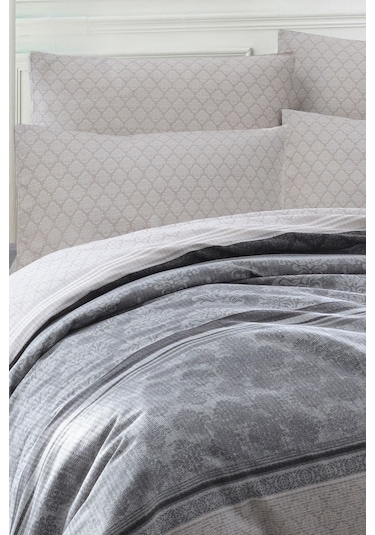 Enlora Home Baskılı Pike Takımı Çift Kişilik Creative Gri