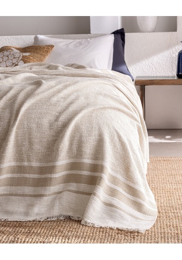 Castillones Çift Kişilik Pamuklu Yatak Örtüsü - Bej 8684427228715 Ekru