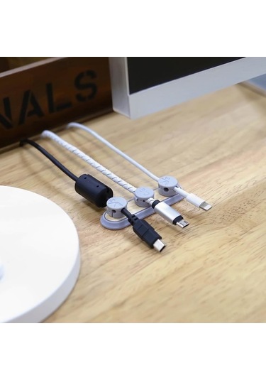 Sandwich Ahşap Kablolu Organizatör Ceviz Ağacı - Ofis Ev Kablolarını Düzenleyici Tutucu Şarj Koruyucu