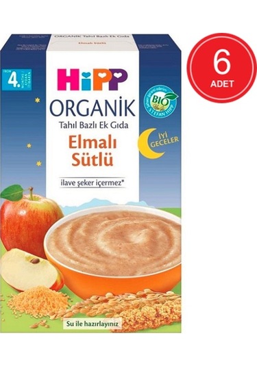 Hipp İyi Geceler Organik Elmalı Sütlü 4+ Ay Kaşık Maması 6 x 250 G