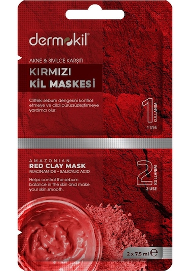 Dermokil Akne ve Sivilce Karşıtı Kırmızı Kil Maskesi 2 x 7.5 ML