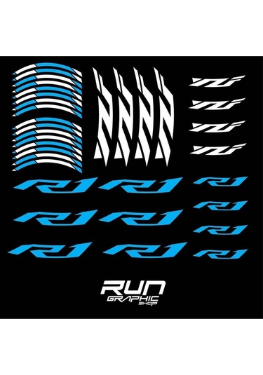Yamaha Yzf R1 Mavi Jant Şeridi Sticker Çok Renkli