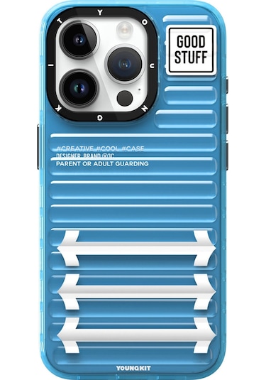 İphone 15 Pro Uyumlu Kılıf Youngkit Luggage Firefly Serisi Kapak Mavi