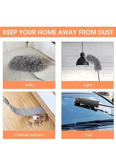 Neevoyu 2.5m Uzayabilir Çelik Çubuklu Temizlik Seti - Mikrofiber + Chenille + Teker Temizleyici, Yüksek Bölgeler Ve Araçlar İçin Yıkama Yapılabilir