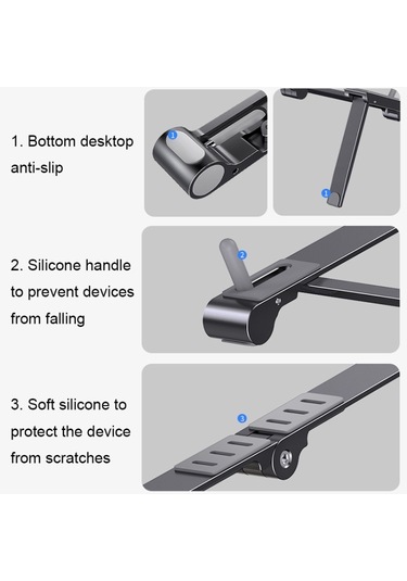 X23 3 1 Portatif Depolama Katlanabilir Alüminyum Telefon Tablet Standı Grey , Size:x23 Grey