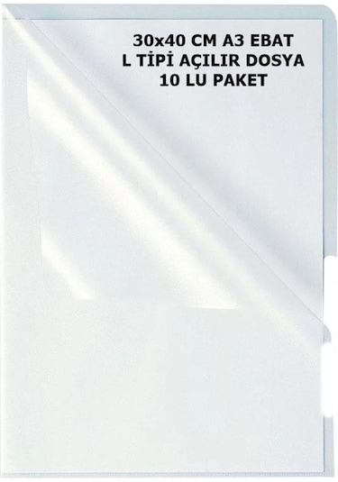 A3 L Tipi Açılan Şeffaf Dosya 10lu Paket Diğer