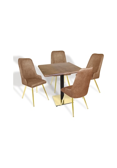 Karanfil Gold Werzalit Kare - Çırağan Gold Masa Takımı 80x80